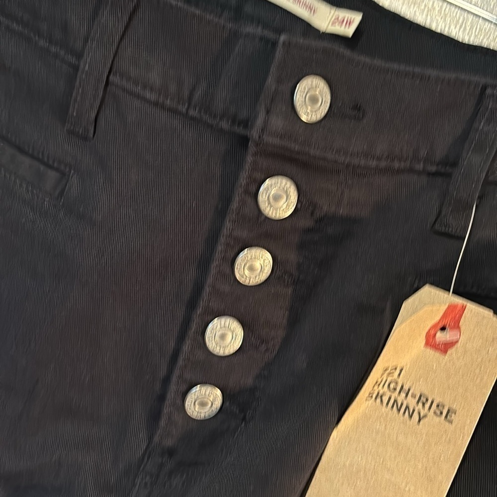 Levi’s 721 HIGH RISE SKINNY black button fly jeans 24W - Picture 6 of 15